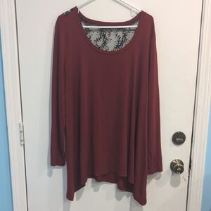 Torrid Super Soft Red Lace Inset Long Sleeve Tunic Womens Plus Size 2 (18/20)
